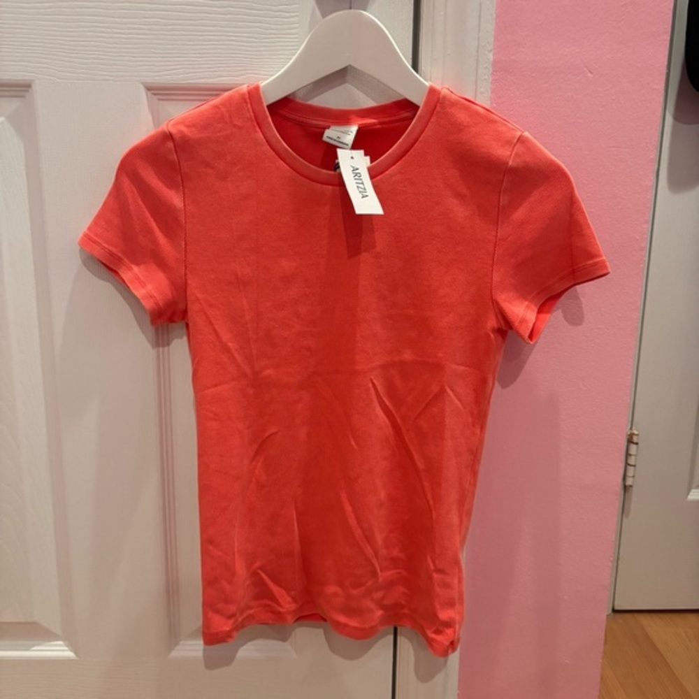 Aritzia Homestretch Short Sleeve T Shirt Sun Faded Cherry Red